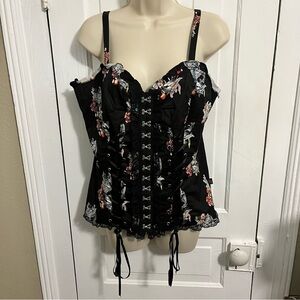 Royal Bones Tripp Y2K Daang Goodman Koi and Skull Corset Hook and Eye Top XL G